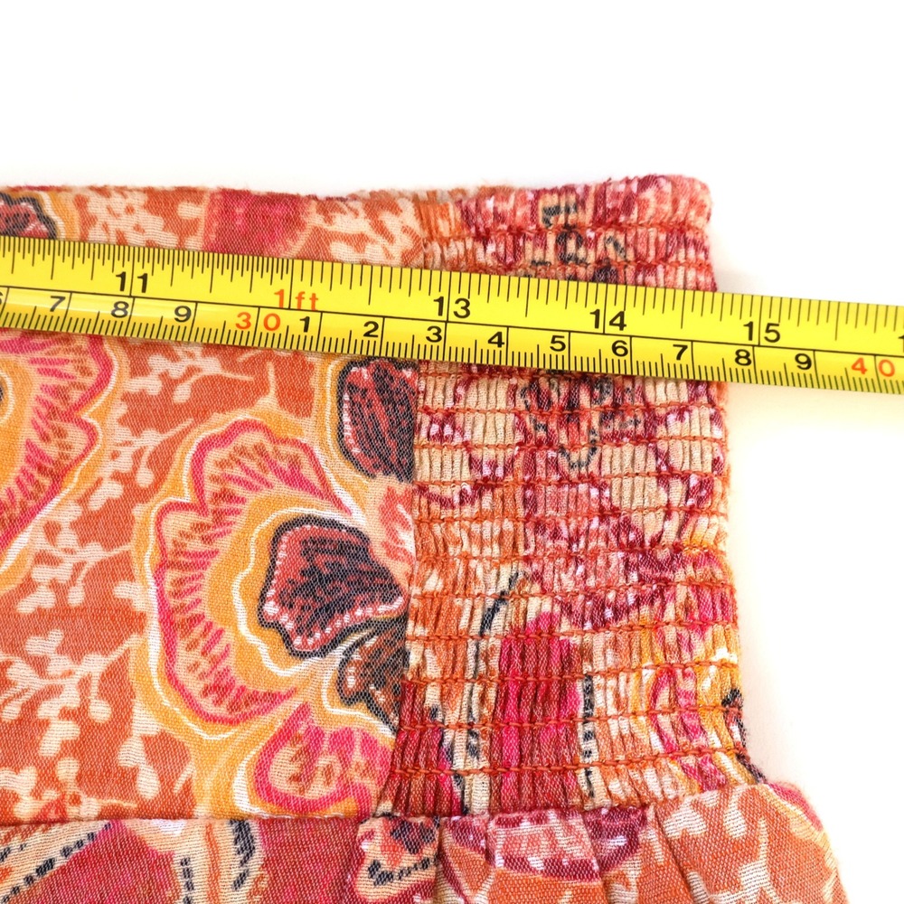 Nanette Lepore Orange Floral Tiered Wide Leg Pants Women's Medium Boho Artsy - Picture 7 of 12
